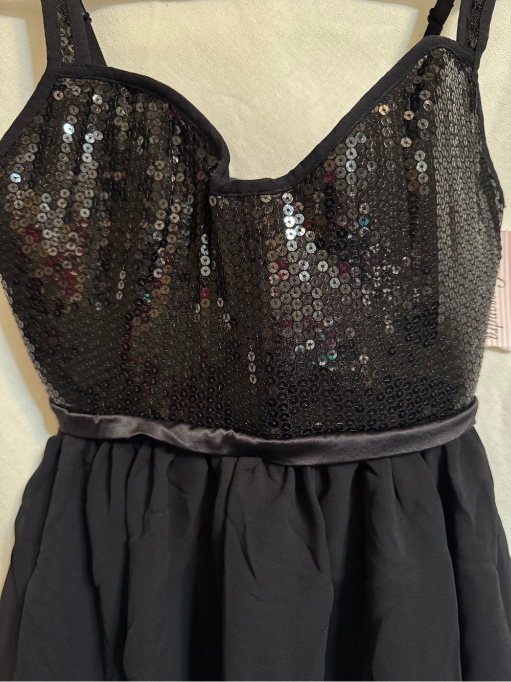 Black Sequin Bodice Nightdress Chemise with underwear (2 piece set)
